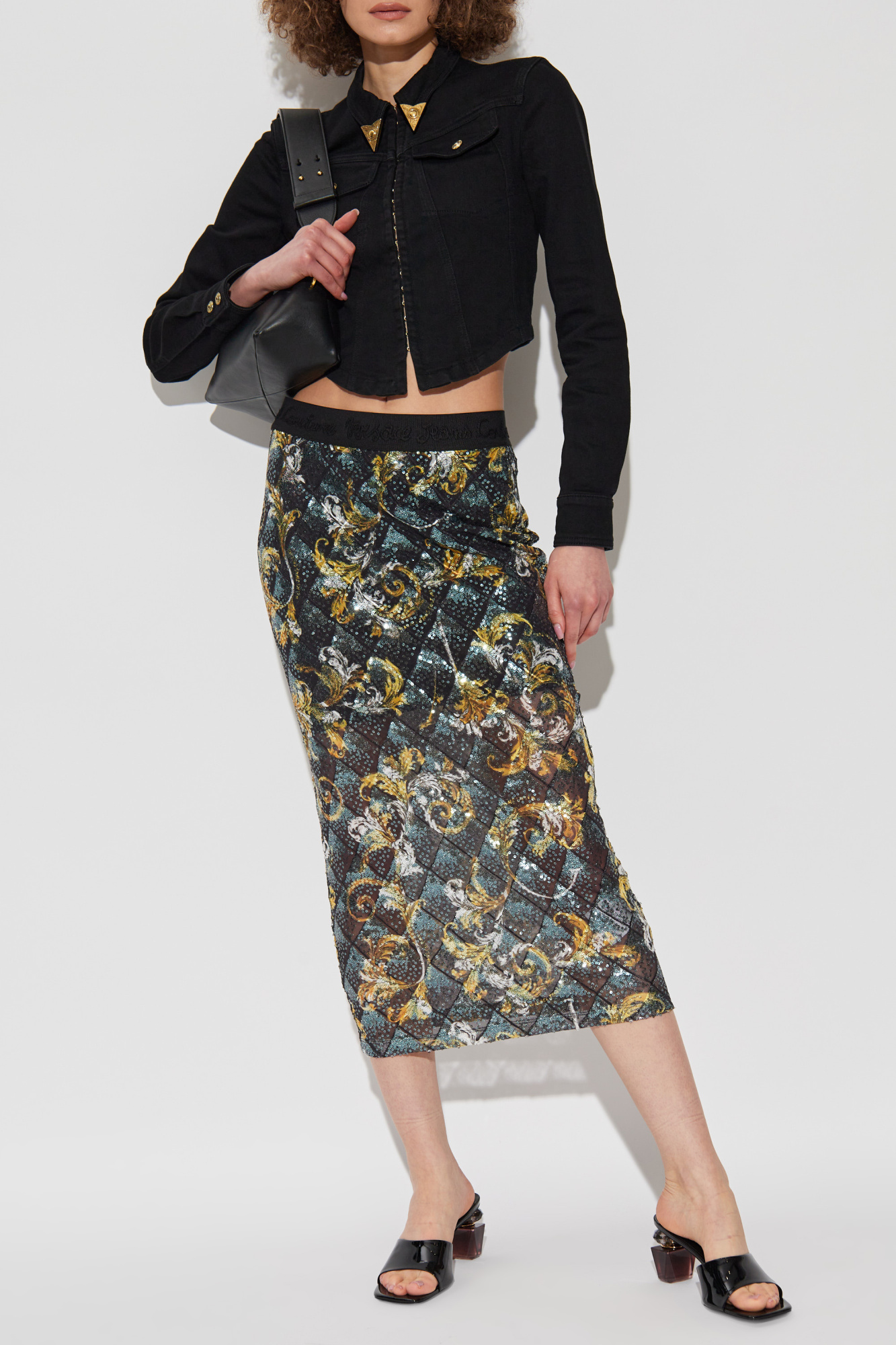 Versace Jeans Couture Sequin skirt with barocco pattern